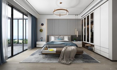 现代轻奢主卧室3D模型下载